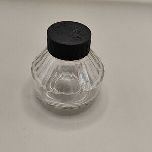 vintage clear glass Parker Ink bottle empty with black lid midcentury 1950s 60s